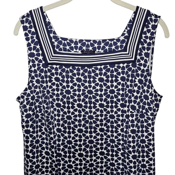 Talbots Petite Effortless Jersey Shift Dress - Star Geo - Navy/White Women's Lp - Picture 4 of 9